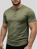 Men's White Short Sleeve Henley with Three-Button Placket - Lightweight Cotton Summer Casual Top