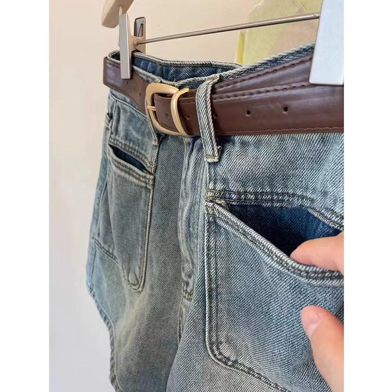 2023 Retro Spicy Girl High-Waist Denim Shorts: Plus Size, Slimming A-line, Wide Leg, Trendy Summer Hot Pants