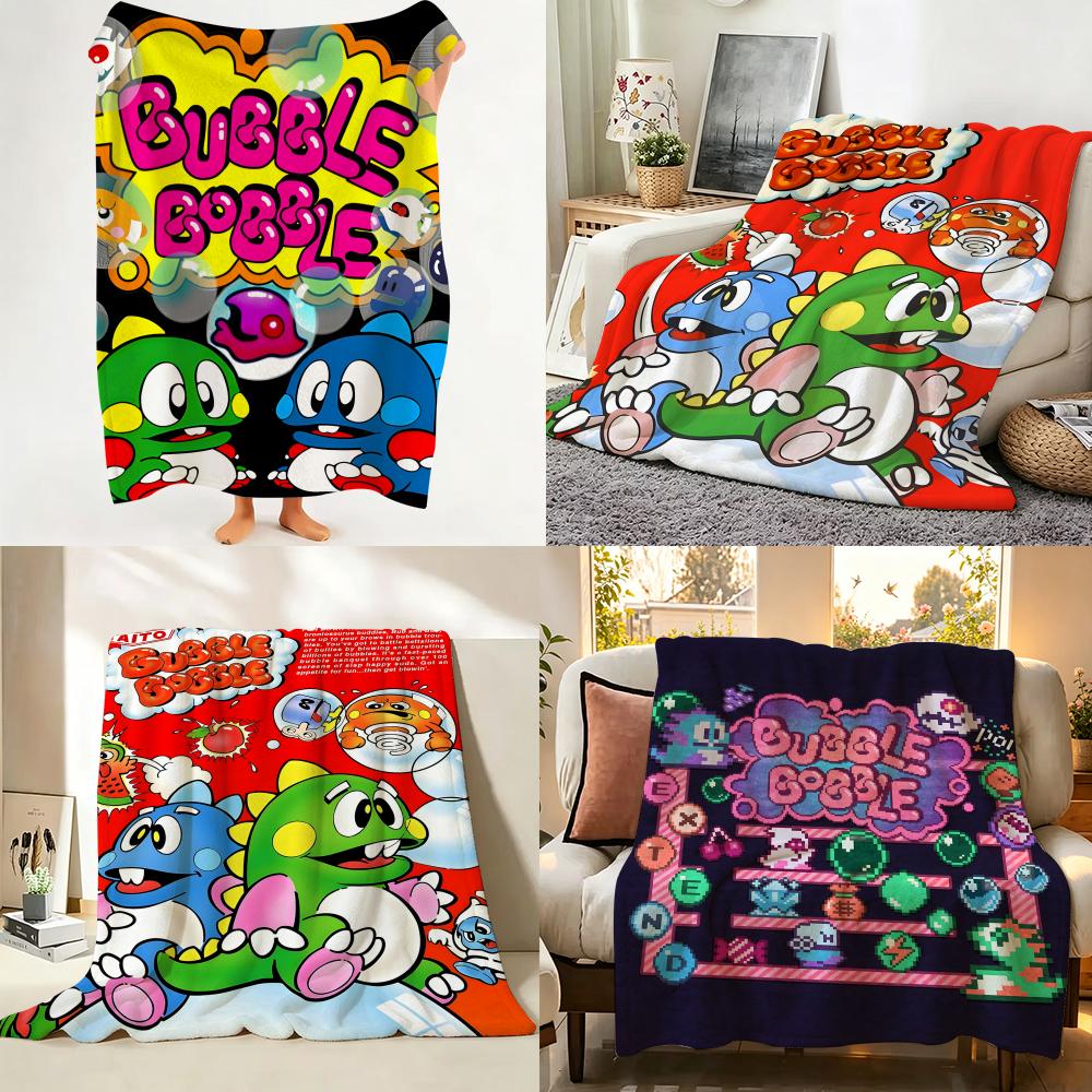 Game G Game B Bubble B Bobble Throw Flannel Throw Blanket Suitable for Sofa Living Room Bedroom