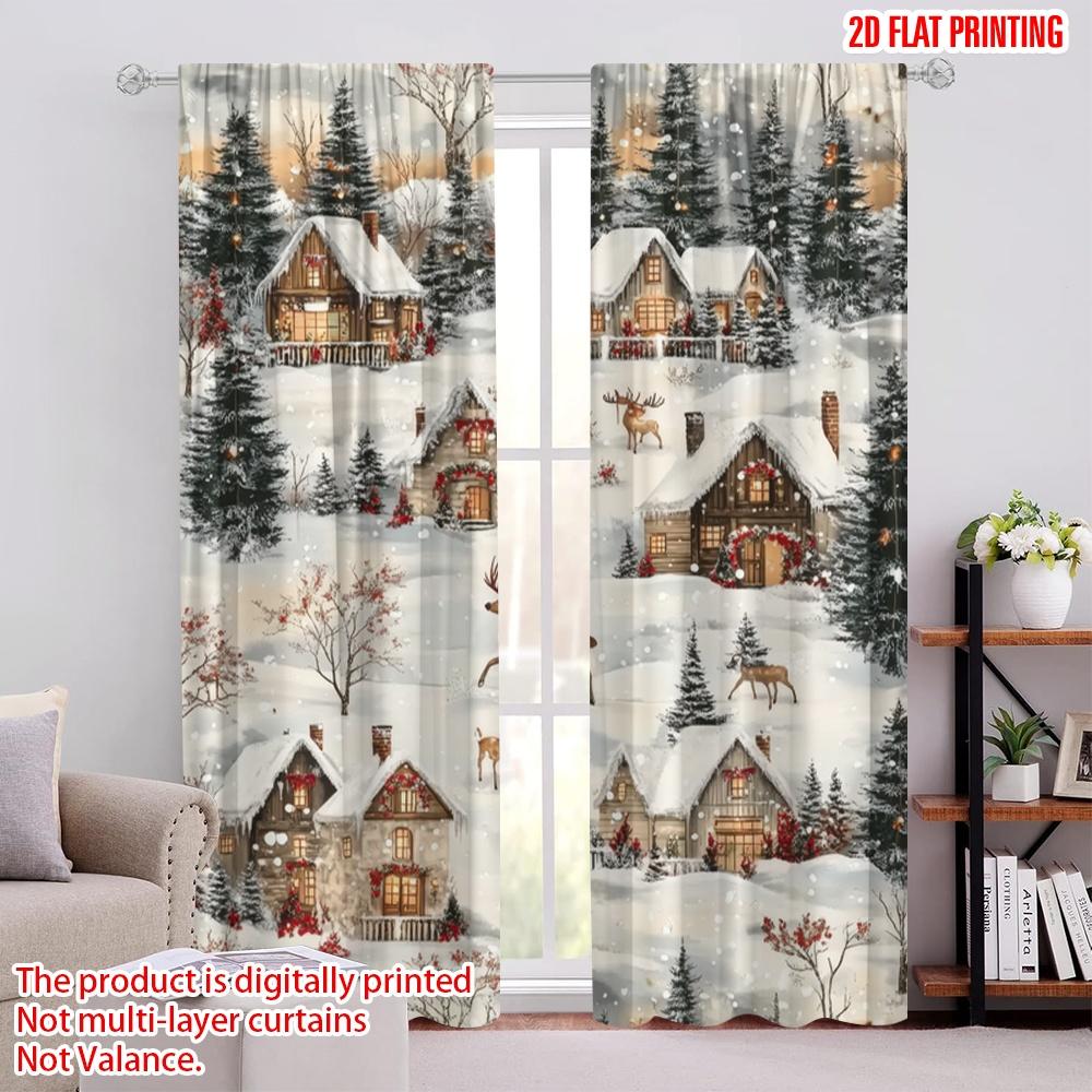 

2 шт., 2D-печать на плоскости Популярные шторные панели Зимняя страна чудес(1) Полиэфирная ткань (без удилища) Декор комнаты Ldeal для различных 52.50 × 116.00 cm 2 pcs