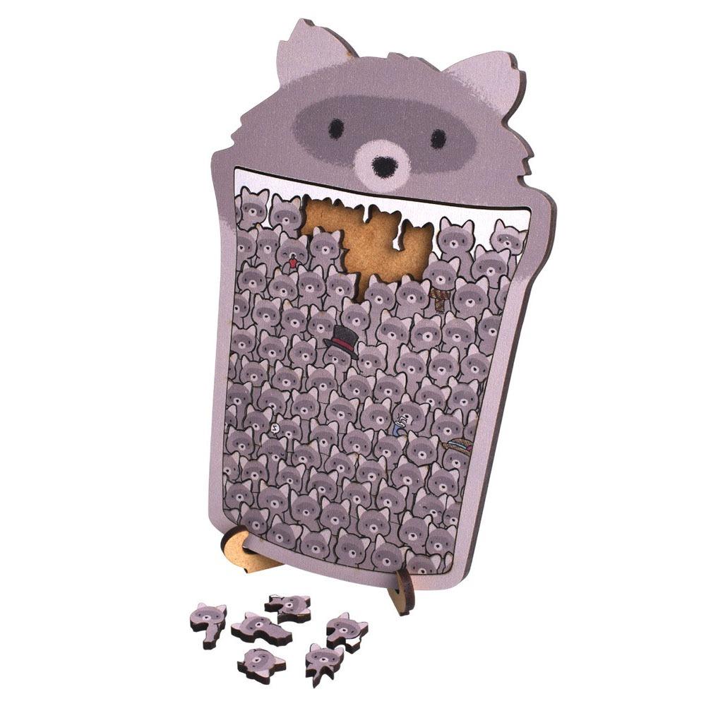 

Snowman Raccoon-shaped Jigsaw Animal Puzzle Unique Irregular Puzzle Cat Wooden Puzzle For Adults Style C