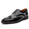 Fashion 2025 Spring British Two-Tone Brogue Shoes Men Leather Low-Cut Casual Shoes Anti-Slip Breathable Office Daily Wear Oxford Shoes