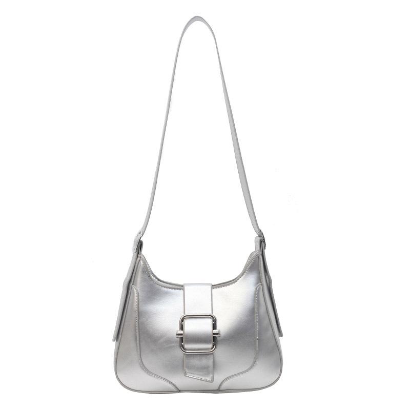 

Ms. Bao s New Shoulder Bag Solid Color Commuter Messenger Bag серебряный