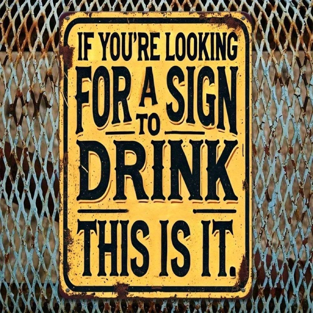 Funny Drinking Quotes Metal Sign Retro Yellow Black Bar Decor 12x8 Inch Aluminum Wall Art for Home Pub Office