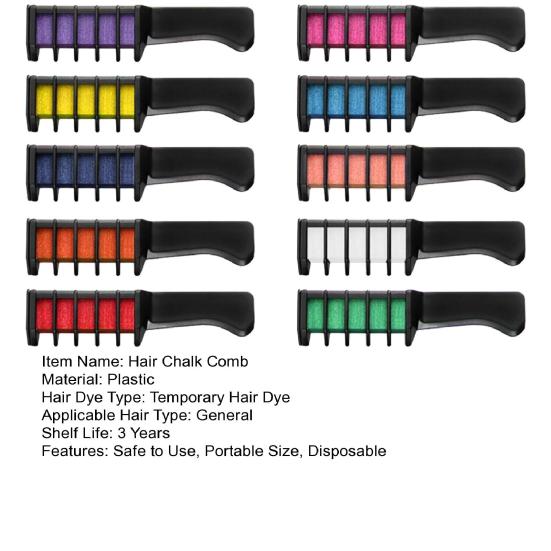 10Pcs Hair Chalk Comb 10 Colors Washable Instant Hair Dye Comb Halloween Christmas Cosplay Party Disposable Temporary Hair Coloring Comb