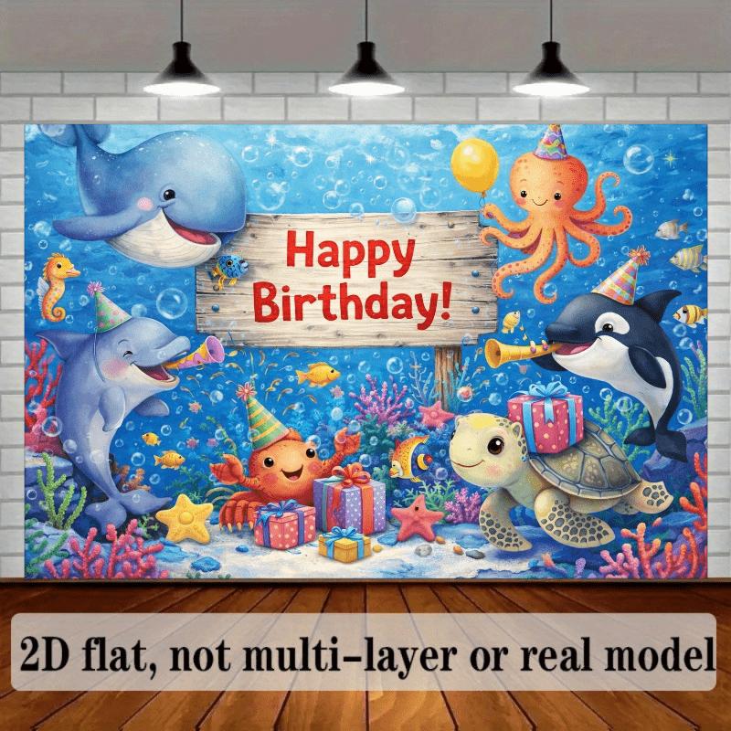 2D Flat Birthday Party Banner Background Underwater World Theme Suitable for Indoor and Outdoor Birthday Celebrations