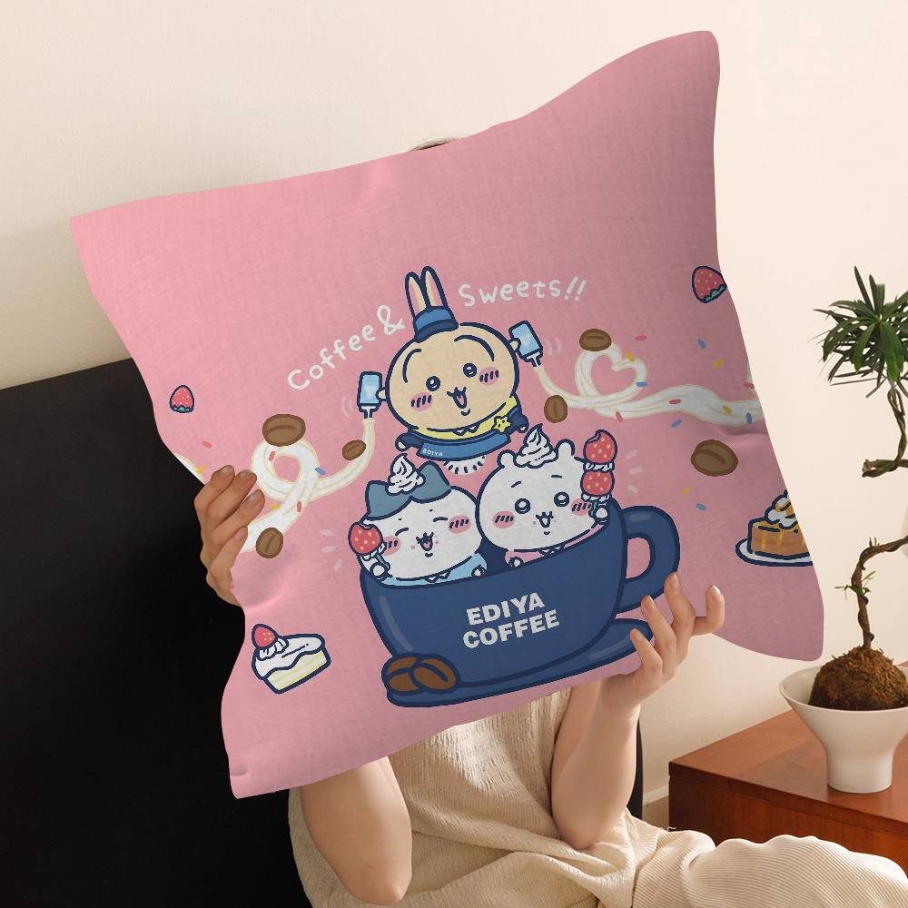 Cartoon Cute Amine Chiikawas Pillow Cushion Cover Pillowcase Living Room Sofa Home Decor