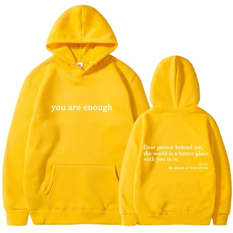 2025 Trendy You Are Enough Printed Hoodie Men's and Women's Pullover Retro Hoodie Street Hip Hop Unisex Hoodie Top