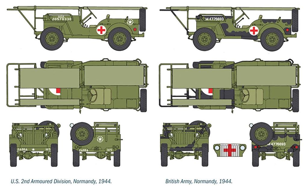 PLATZ Italeri WWII 4WD Truck Field Ambulance Type Plastic Model IT0326 1/35 1/4 (Combat Vehicle)
