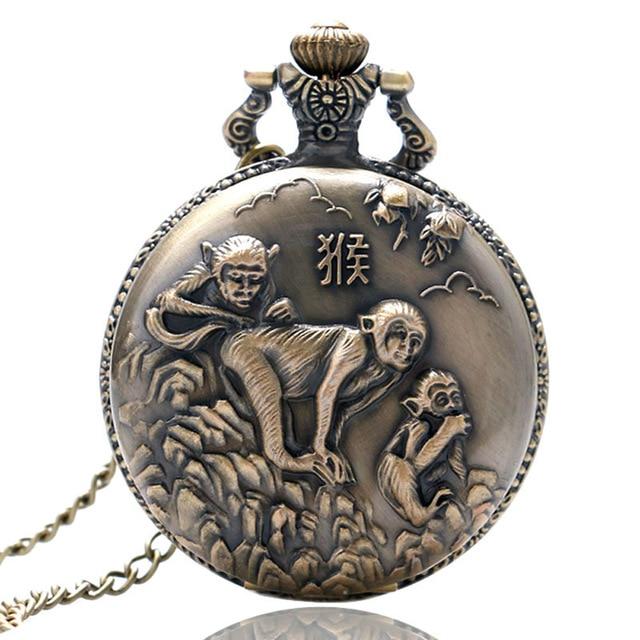 Pendant Animal Zodiac Pocket Watch Vintage Charm Unisex Fashion Quartz Pocket Watch Necklace
