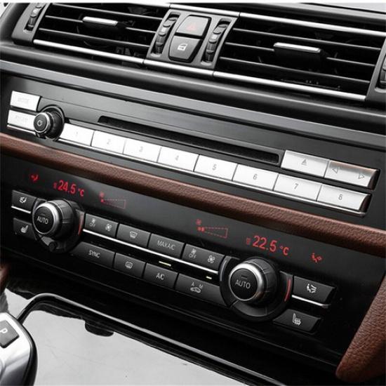 12pcs Silver Center CD MODE FM/AM Button Cover For BMW 5 Series F10 2011-2016