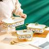Luxury Ceramic Tableware Set: Rectangular Baking Pan, Casserole Stand, Candle-Heated Soup & Dry Pot
