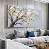 Abstract Blooming White Flowers Tree Painting Print on Canvas Still Life Frameless Artworks Wall Art Poster Living Room Bedroom