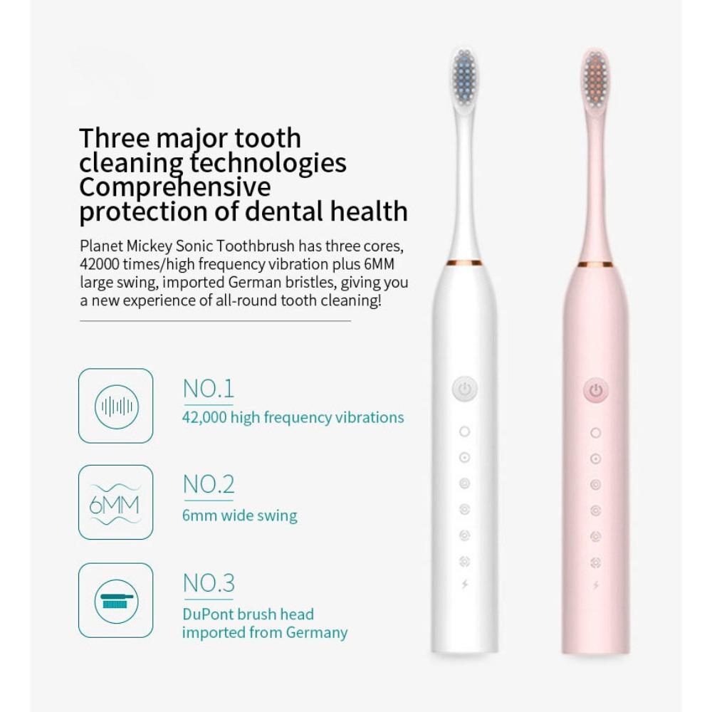 Мощная ультразвуковая электрическая зубная щетка для взрослых с 6 передачами — фото 12