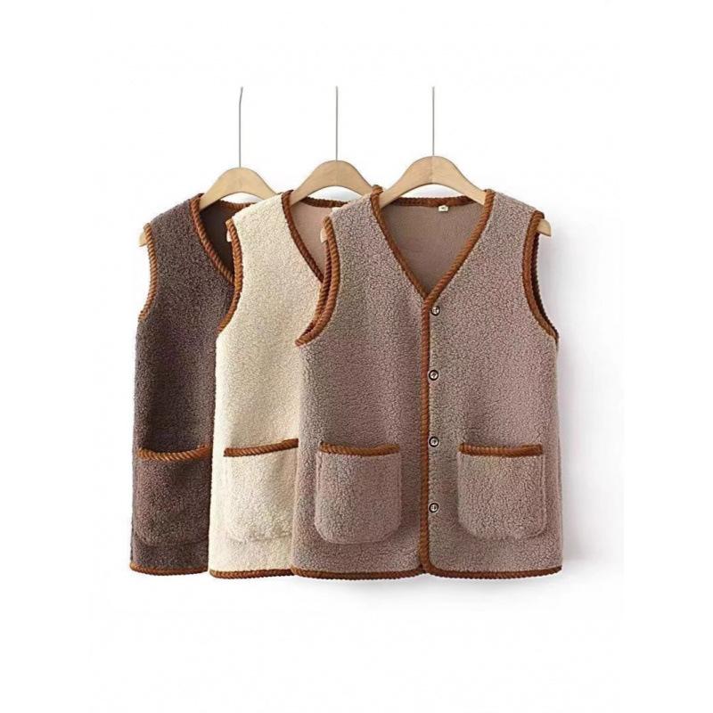 Lamb Plush Vest for Women Korean Style Autumn Fur One-piece All-match Loose Cardigan Top