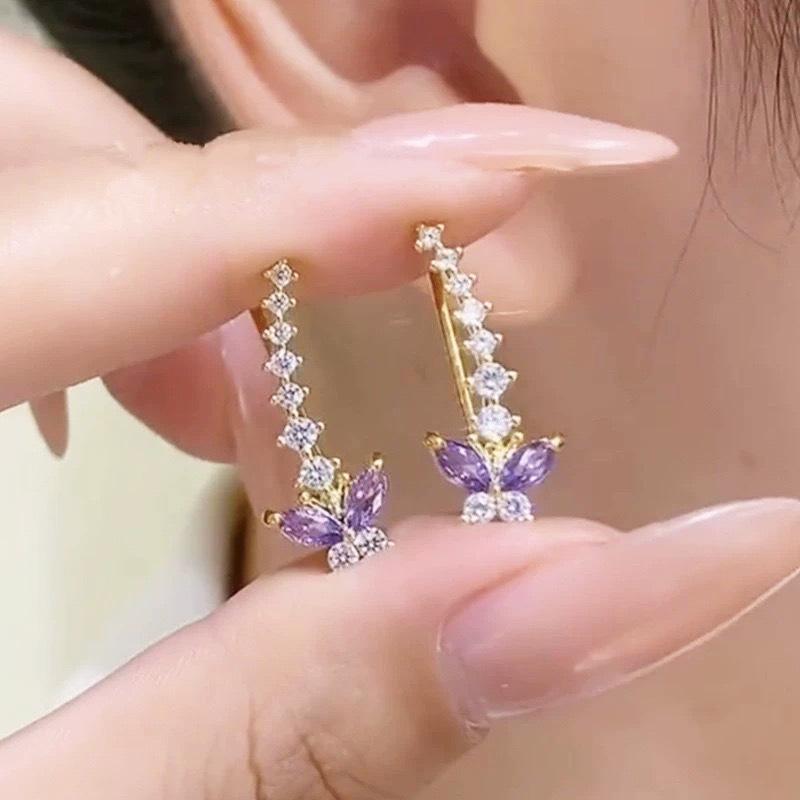 Beidou Zirconia Stud Earrings: Women's Luxurious Diamond-Inlaid Ear Cuff Jewelry for Square and Round Faces