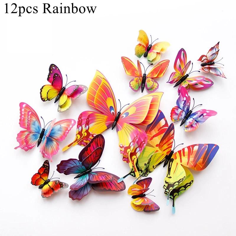 3D Butterfly Wall Stickers Decor Butterflies for Wedding Decoration Magnet Fridge Decals Decoration Sticker Pvc Color Sticker