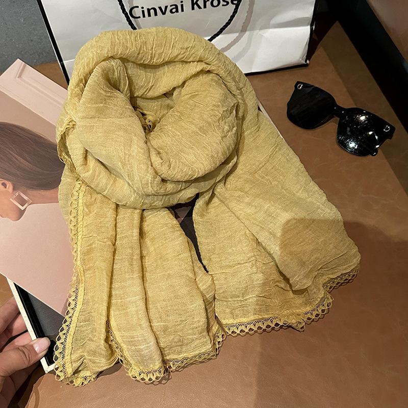 Scarf female autumn and winter new student small fresh literary solid color silk scarf multi-functional warm shawl scarf