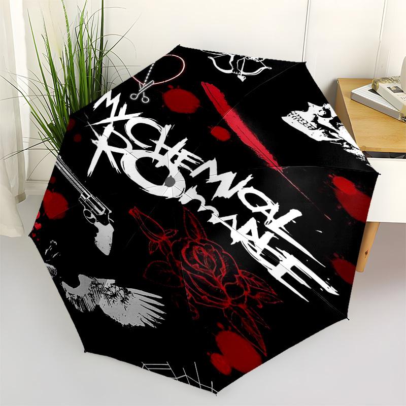 1pc My Chemical Romance Automatic Open,Windproof, Compact Travel Umbrella, Gift for Birthday, Christmast93091