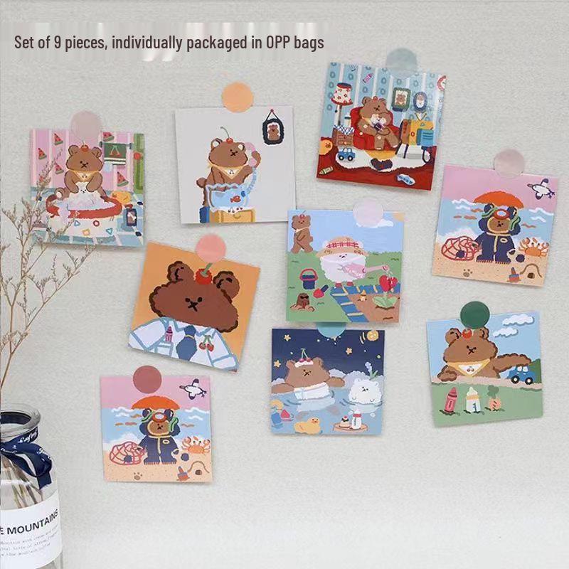INS Series Bear Cartoon Cookie Card & Journal Wall Stickers