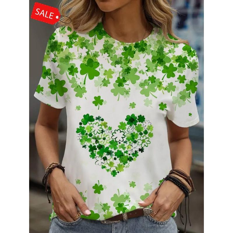 T-Shirts for Floral Cartoon 3D Print Women Summer Fashion Round Neck Short Sleeve Tee Female Clothing Y2K Streetwear