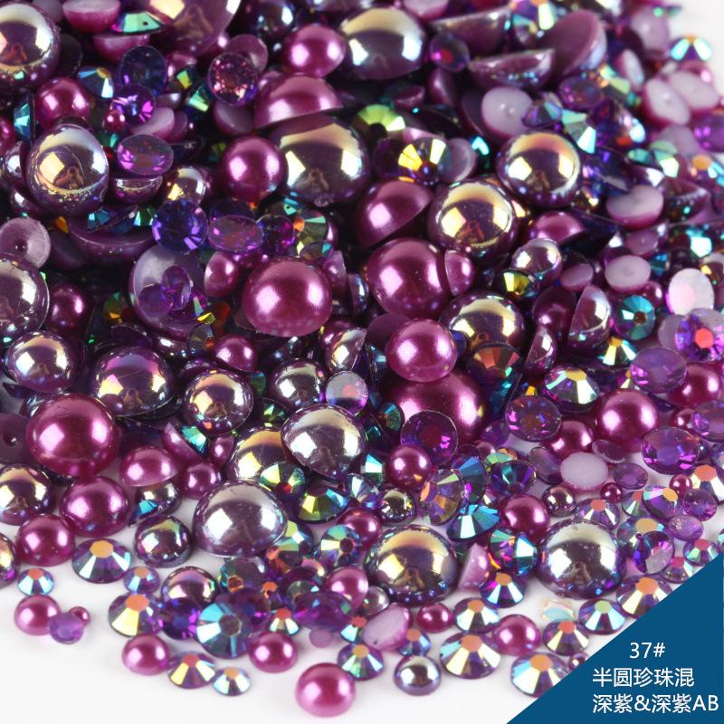 Mixed Abs Semicircular Pearl Resin Flat Bottom Diamond Set Imitation Pearl Mixed Size Diy Jewelry Accessories