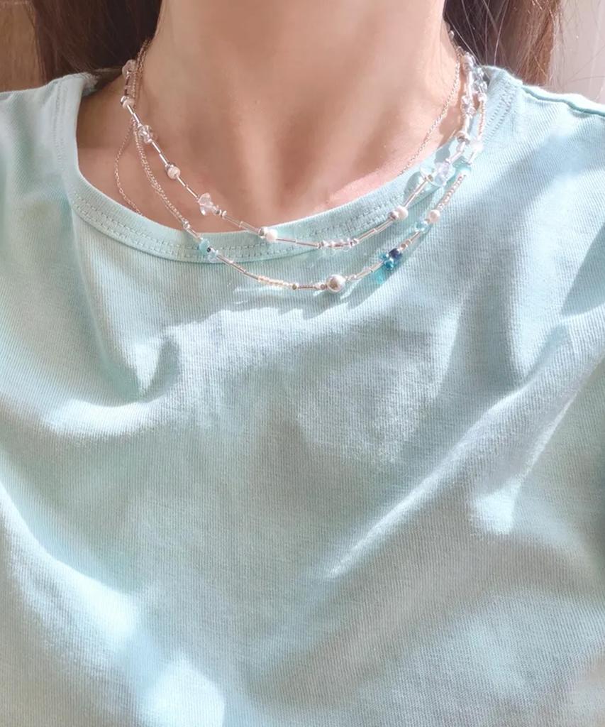 Iamj Vanilla Blue Bead Necklace