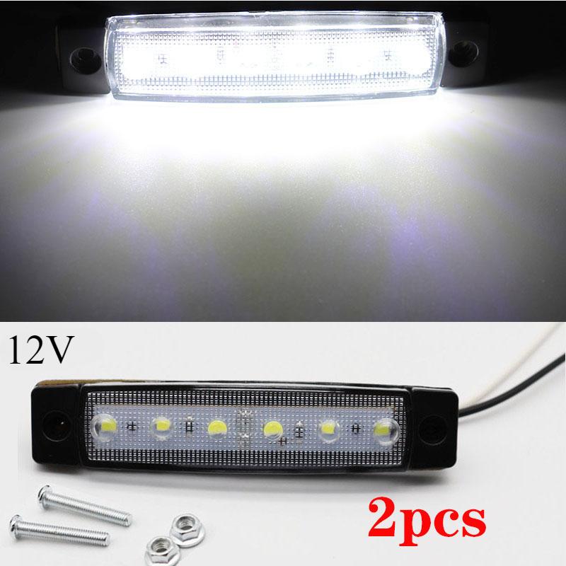 2 шт. 12/24 В 6 SMD светодиодных фонарей для грузовика, прицепа, пикапа, боковых габаритных огней, габаритных огней для грузовика, автобуса, боковых габаритных огней, задних предупреждающих фонарей
