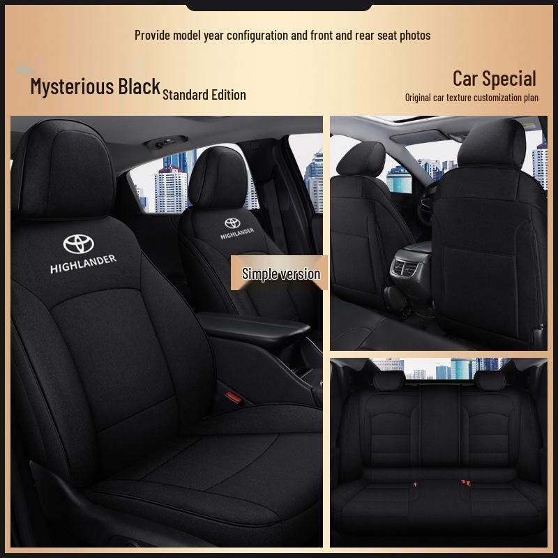 Toyota Highlander All-Season Pure Linen 5-Seat Full Back Wrap Car Cushion with Logo
