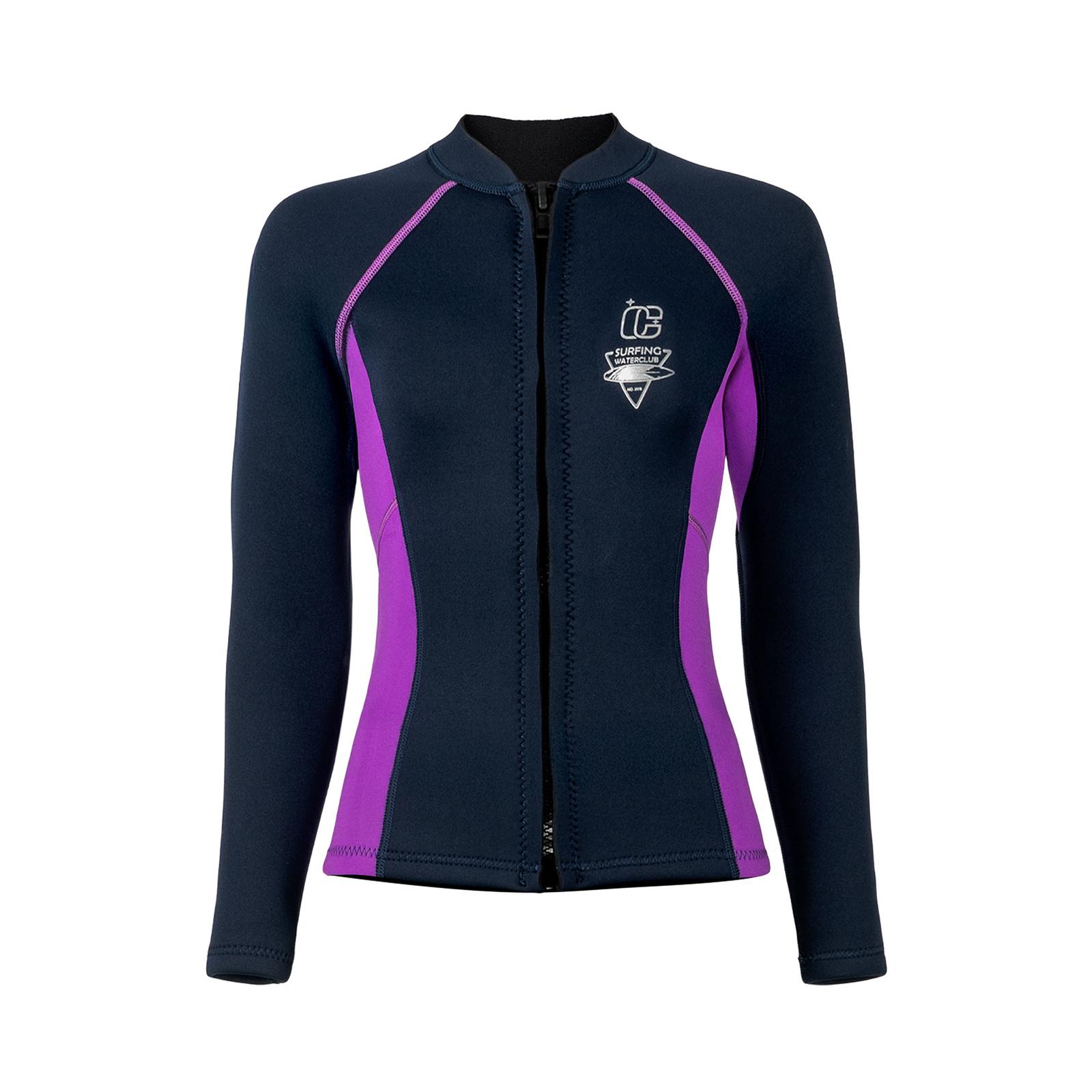 Damen Neopren Neoprenanzug Jacke Langarm Reißverschluss Design 3mm Dick Stretch Top Wassersport XS dunkelblaue
