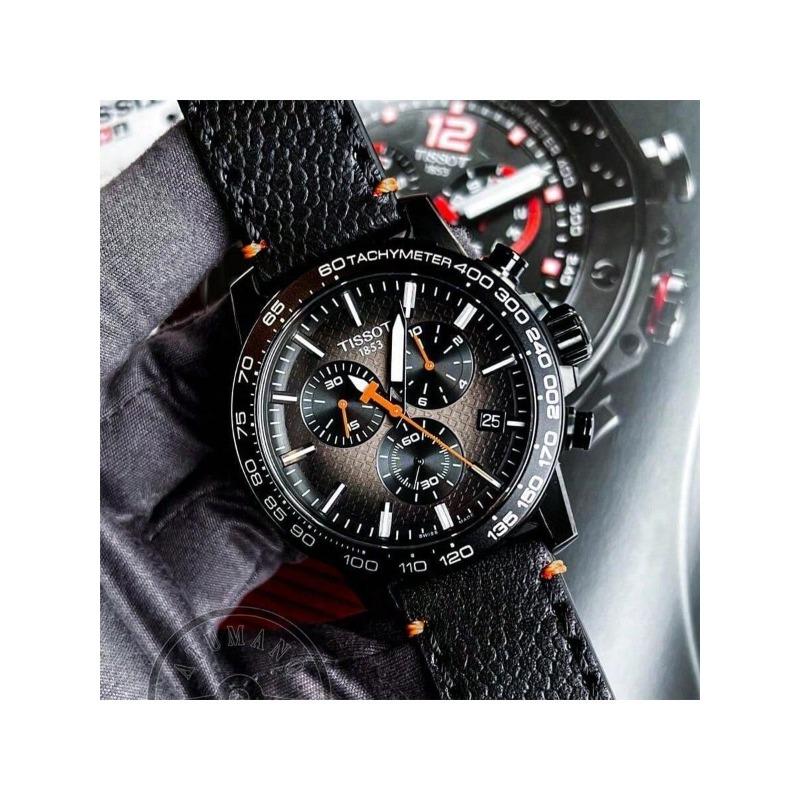 TISSOT Supersport Chrono Basketball Edition Men's Quartz Watch - Black Dial, Leather Strap, Luminous, 100M Waterproof, Model T125.617.36.081.00