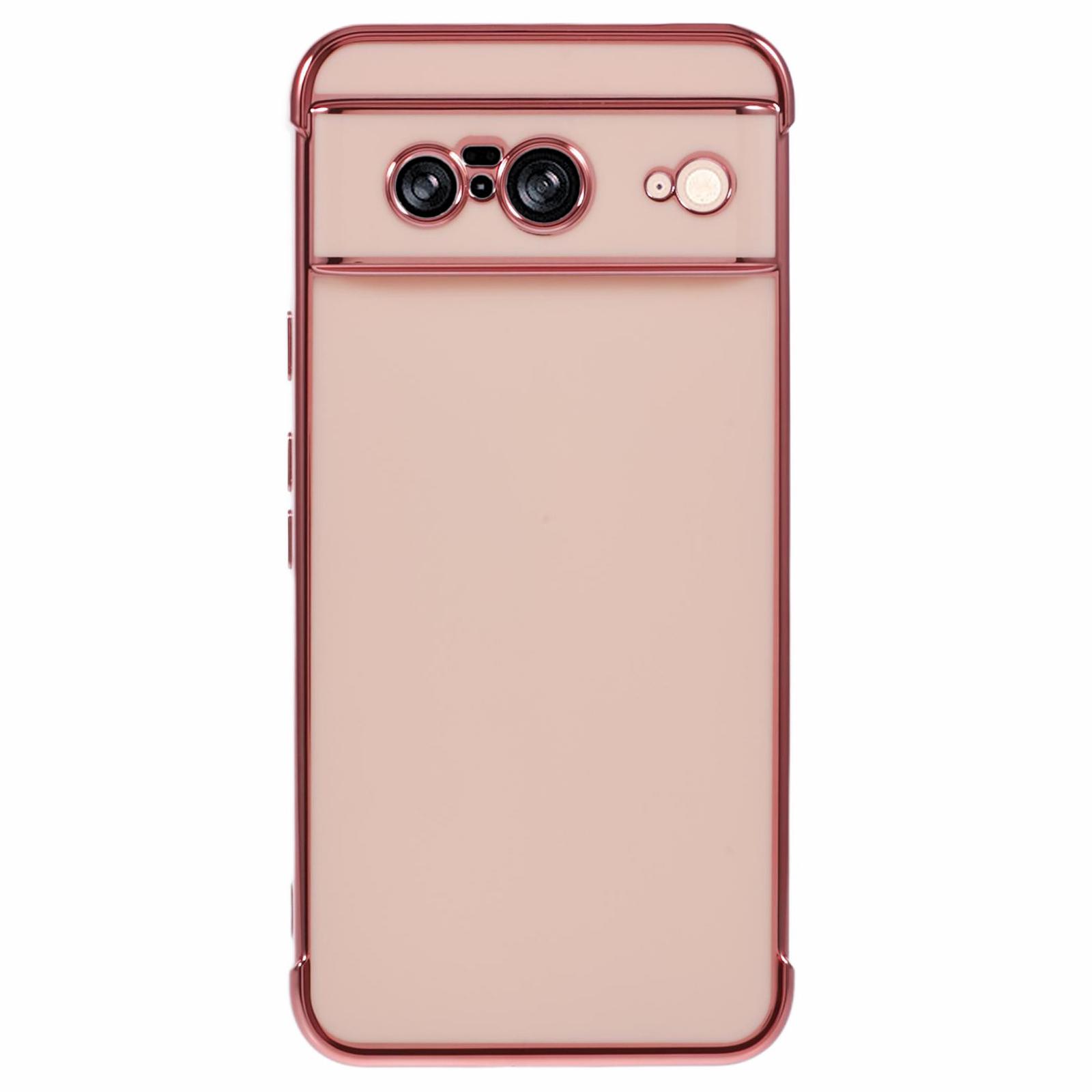 

For Google Pixel 8 Case Electroplated Frame TPU Soft Phone Cover Pink