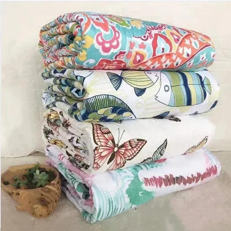 Bohemian Style Bedspread On The Bed Plaid Stitch Blanket Double Bed Sheets Bedspreads for Bed Cover Mattress Topper Sofa Cover