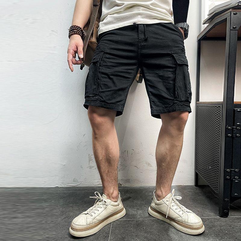 Summer Men Cargo Multi Pocket Shorts Men Casual Solid Elastic Waist Beach Short Spring Men Jogger Pants Shorts Male Dropshipping