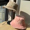 Vintage street style washed wide-brimmed sun protection embroidered fisherman hat for women, camping bucket hat, western cowboy hat