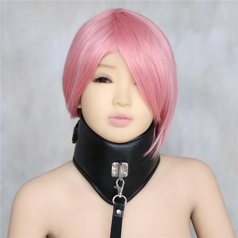 Erotický černý měkký houbičkový polstrovaný vnitřek kožený chastity postojový krční obojek pro choker bondage párový postroj sexuální produkty