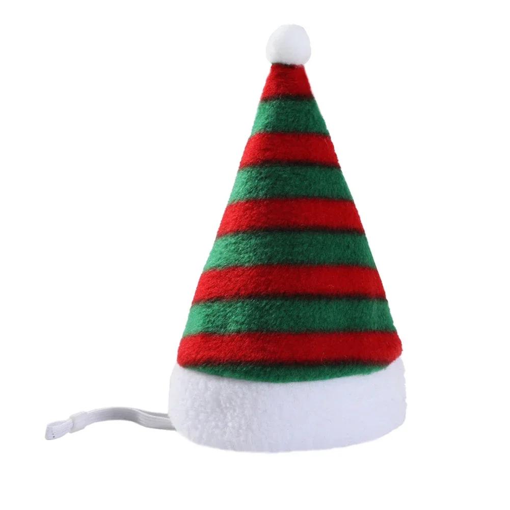 Chapéu de Cão Chapéu de Natal Listrado para Animais de Estimação Multicolorido Gato Cão Fantasia Chapéu para Cabeça Chapéus para Cães de Estimação para Decoração de Festa de Natal