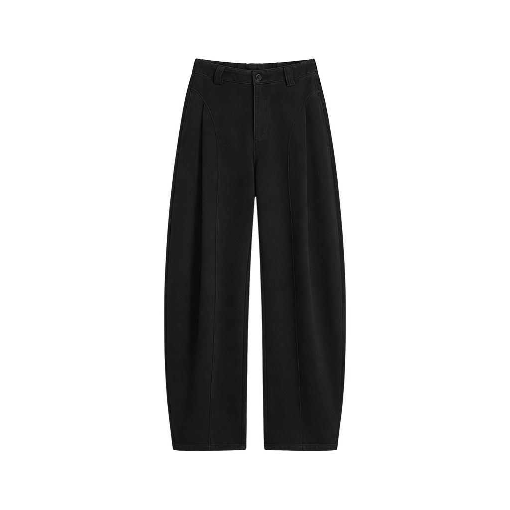 Mulberry Silk Wool Wide-Leg High Waist Pants for Women - Autumn/Winter Casual Drape with Velvet Lining.