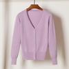 Korean V-Neck Knitted Cardigan: Women's Long Sleeve, Versatile Spring & Autumn Top.