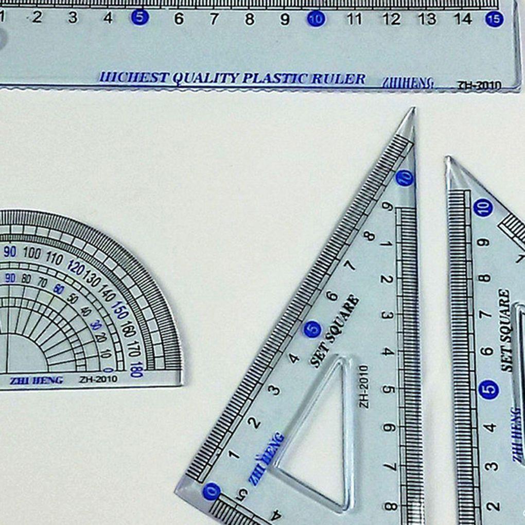 4 Pieces Rulers Clear Scale Measuring Triangular Straight Students School Office Angle Measurement Stationery Portable