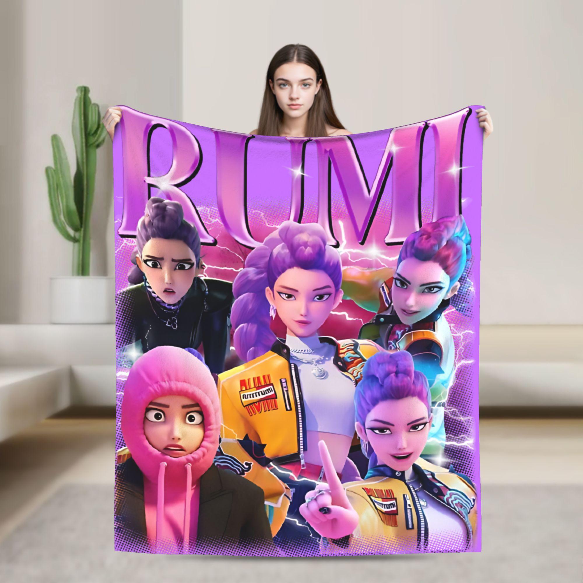 

Huntrix HUNTRX Rumi Kpop Demon Hunters Blankets Пушистый, потрясающий, теплый плед для дома на зиму 30x40in