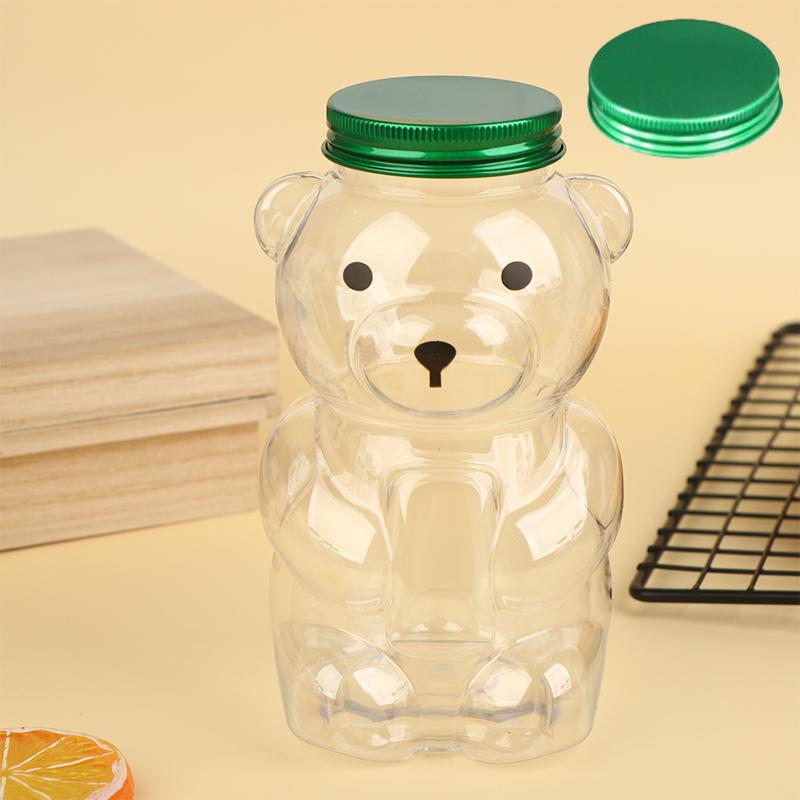 500ml Tragbare Cartoon-Bären Transparente Flaschen Klare Milchtee Kaffee Flasche Für Bubble Tea Saft Milchshake Partyzubehör