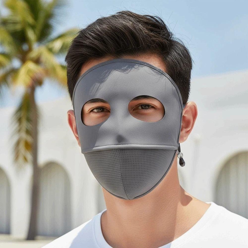Comfortable Polyester Sunscreen Mask Traceless Small Hole UV Protection Mask Cool Breathable Ice Silk Face Clothing Men