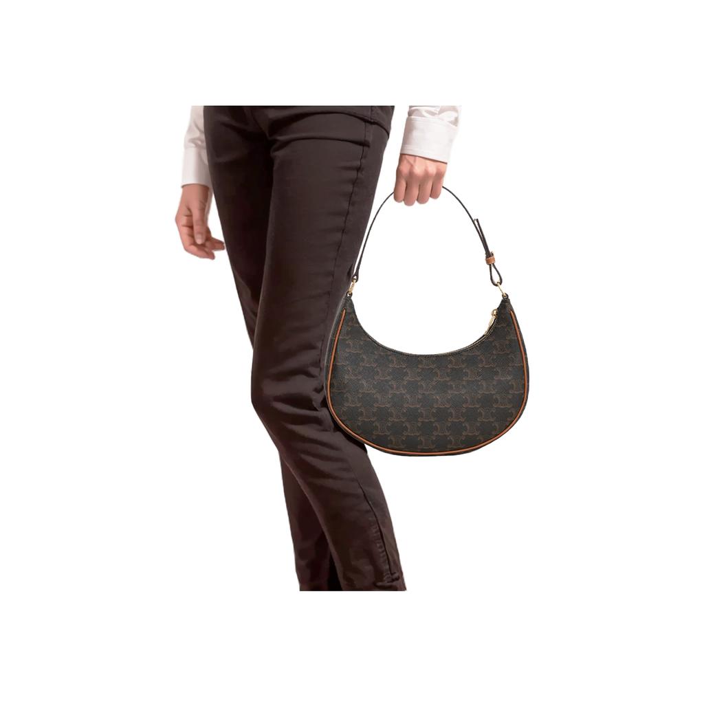 Celine Ava Classic Monogram Canvas Adjustable Shoulder Strap Leather Tote Bag Small Women Handbags Brown 193952BZJ-04LU