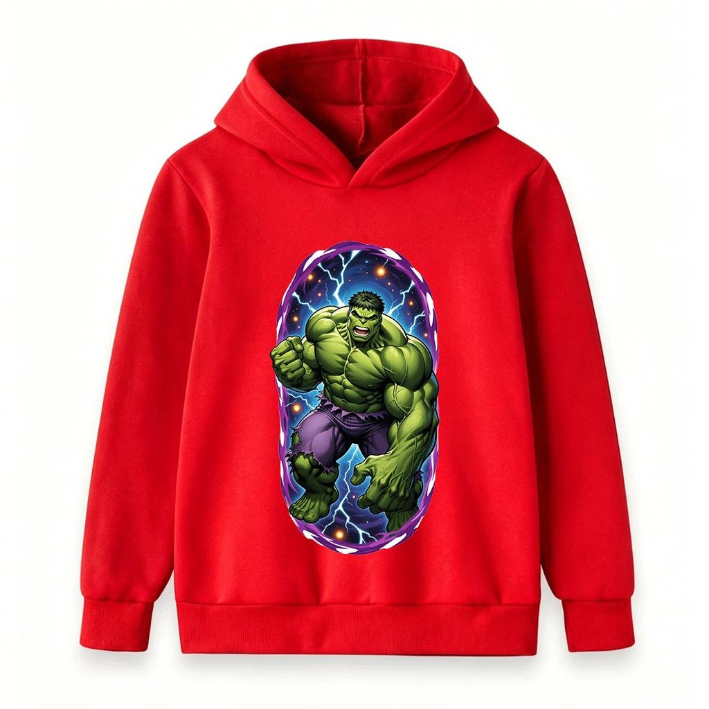 Kids Boys Girls Pullover Hoodie Super Green Hero Print Casual Soft Long Sleeve Hooded Sweatshirt for Children Daily Wear