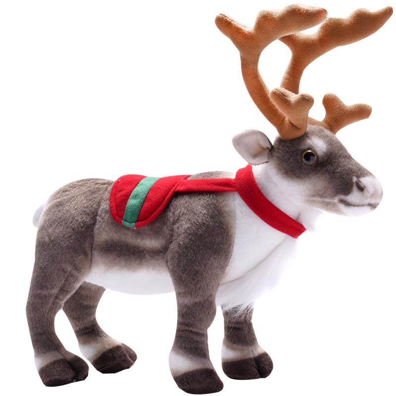 Standing Reindeer Plush Toy - Elk Figure Ornament for Christmas Decorations