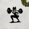 Metall Fitness Frau Wandkunst, Skulptur für Fitnessstudio Dekor, Rostfreies Außenzaun Hängedekor, Weihnachtsgeschenk für Sportliebhaber