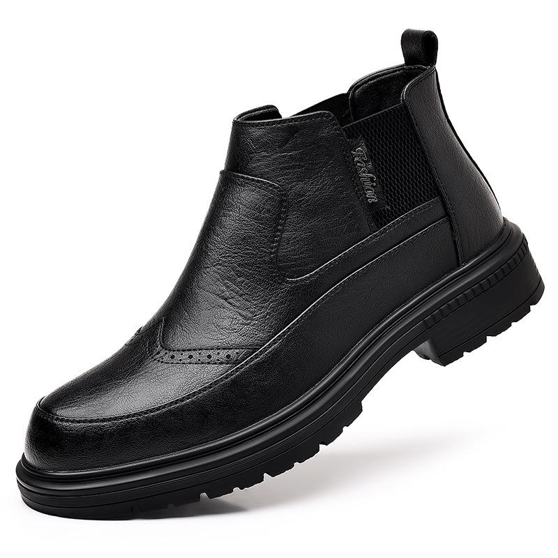 

Модные британские ретро-сапоги из коровьей кожи на платформе для мужчин, модная дизайнерская повседневная мужская обувь, осенне-зимние теплые ботинки Brock Carved для мужчин 38