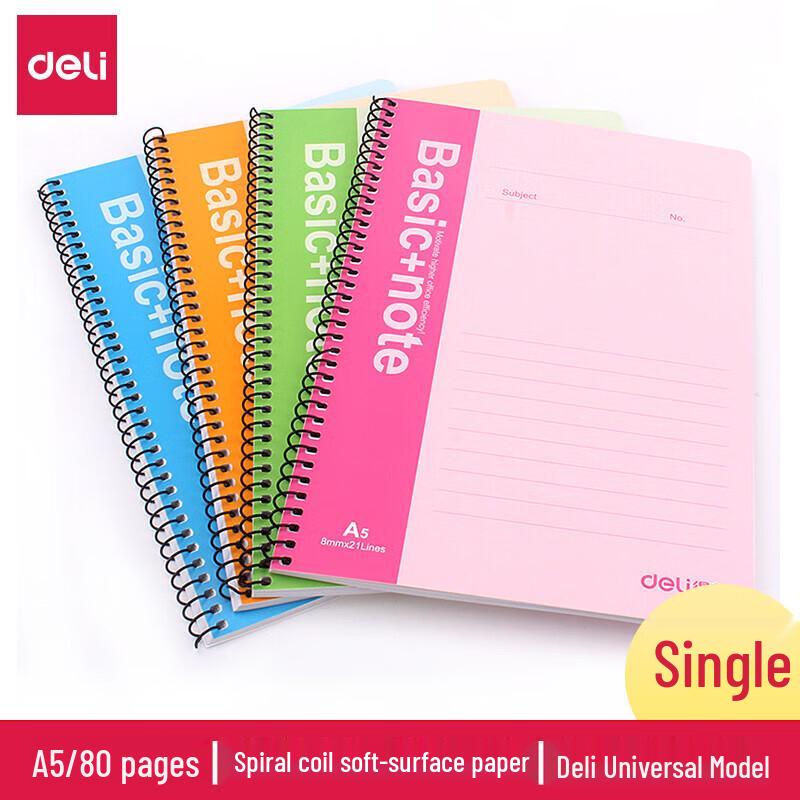 Deli A5 Spiral Notebook (80 Pages, 12-Pack)