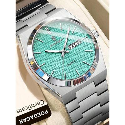 Orologi da Uomo al Quarzo di Lusso Data Giorno Uomo Acciaio Inossidabile Impermeabile Luminoso Moda Orologio da Polso+Scatola